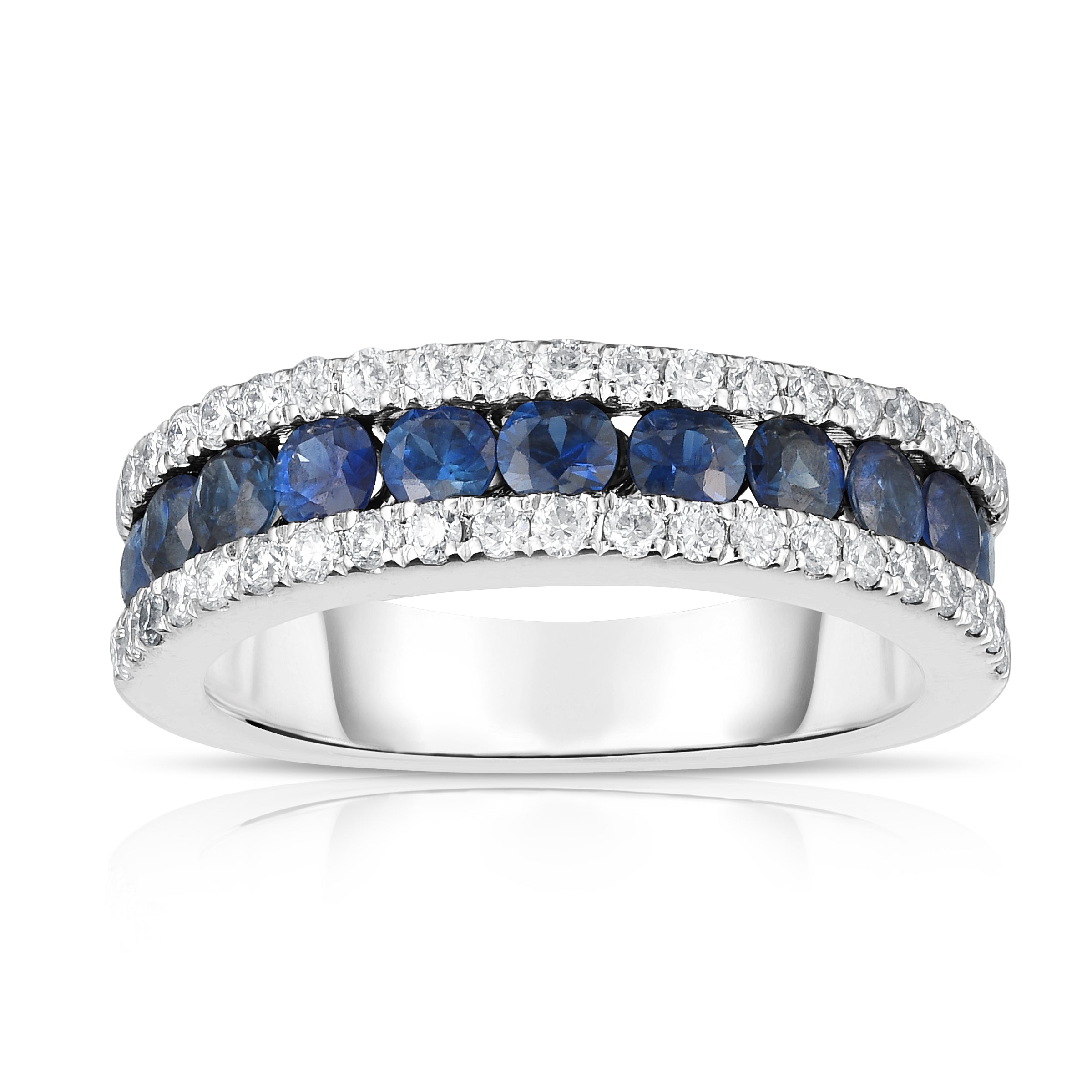 Blue Sapphire & 0.44Ct Diamond Ring in 14K White Gold