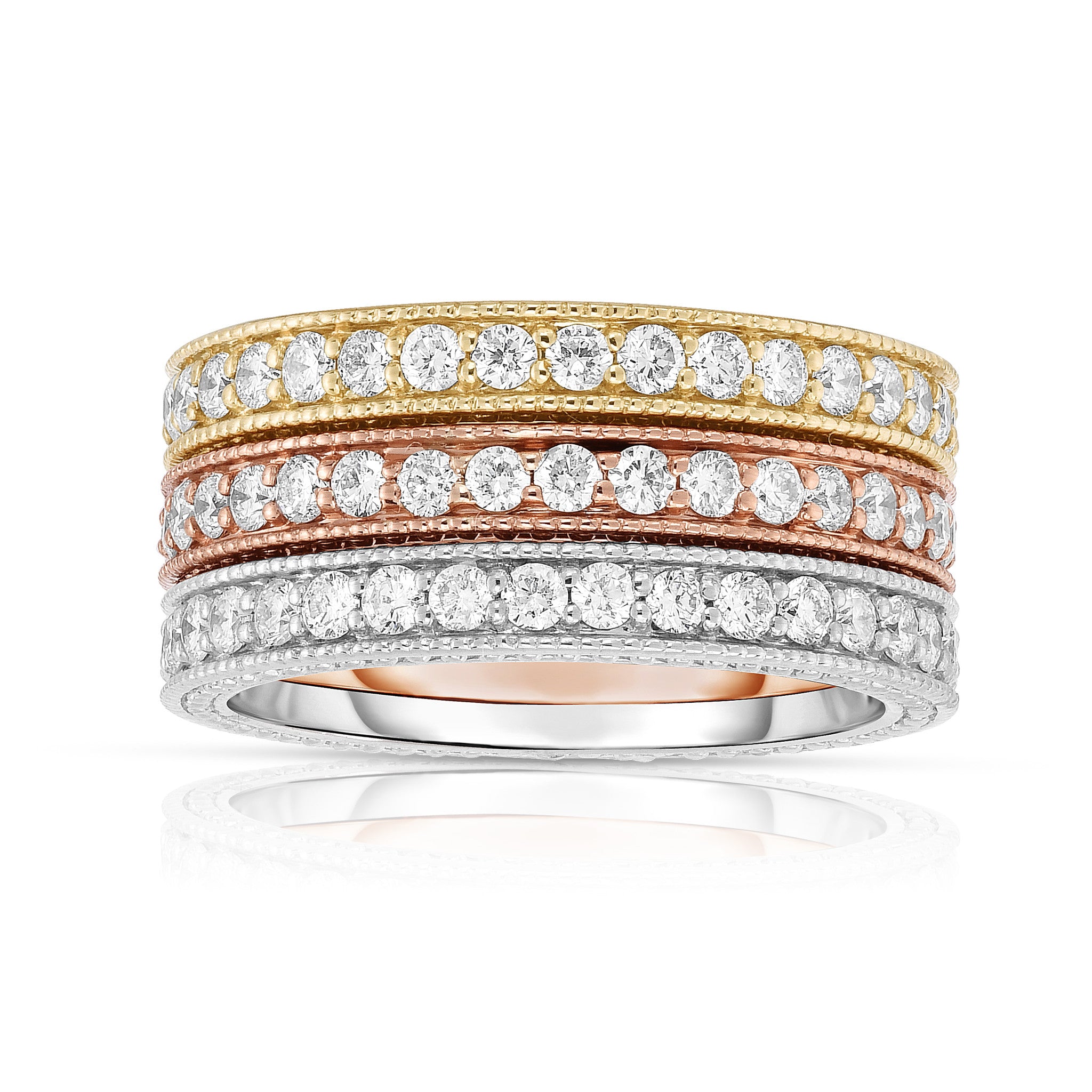 1.20Ct Diamond Miligrain Stackable Eternity Ring Set in 14K Gold