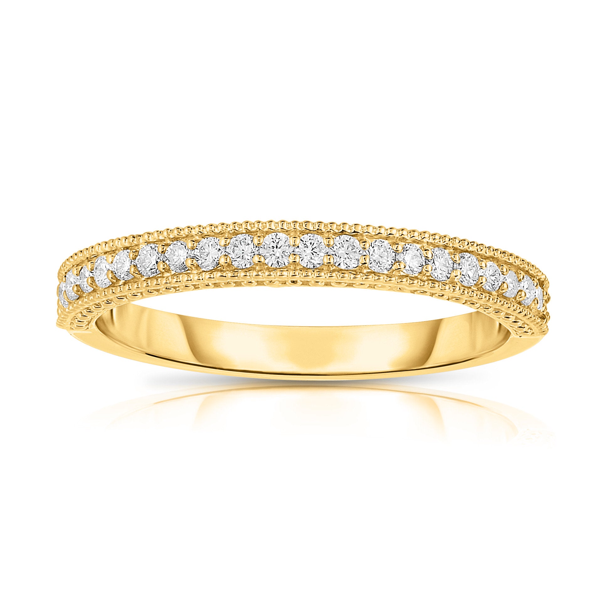 0.22Ct Diamond Milligrain Wedding Band in 14K Gold