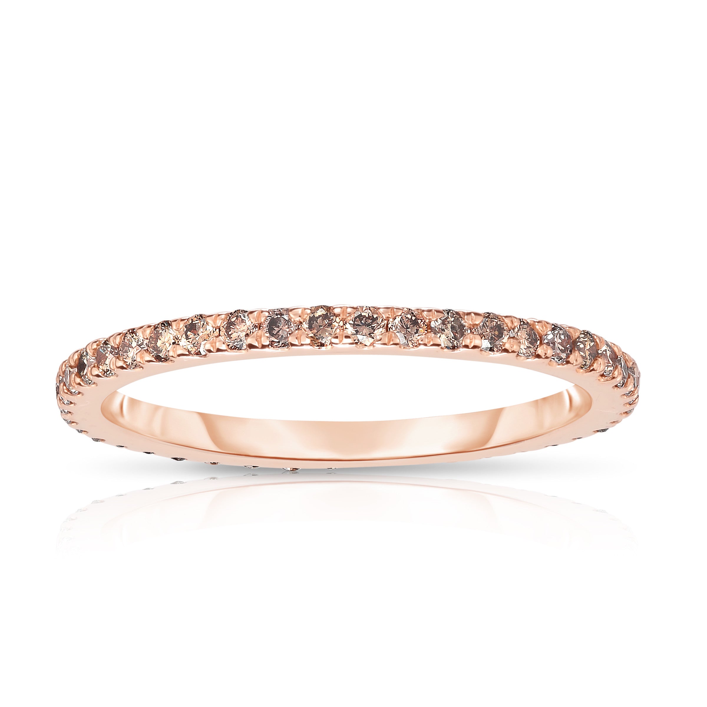 0.40Ct Champagne Diamond Eternity Wedding Band in 14K Rose Gold