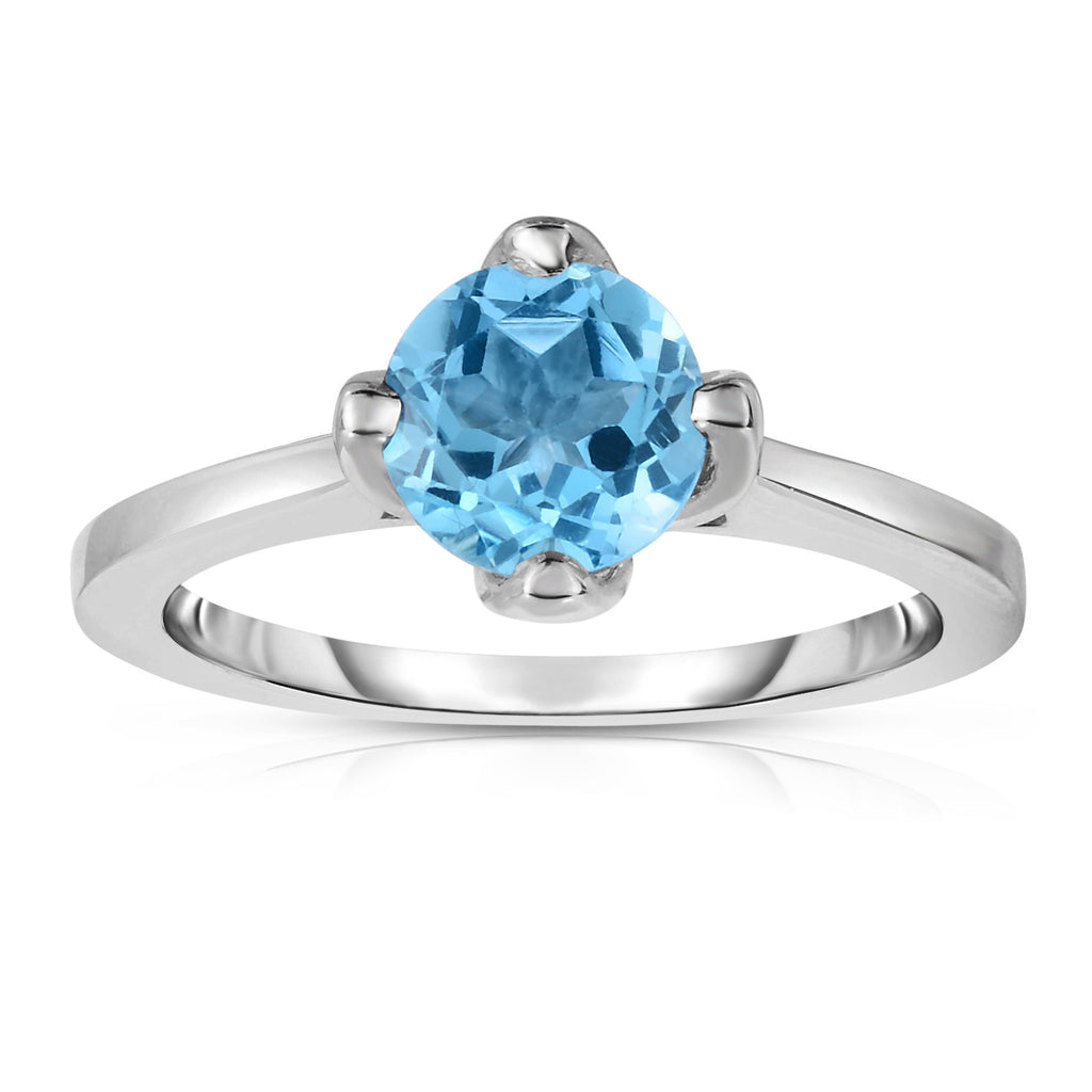 Sterling Silver Gemstone 4-Prong Solitaire Ring (1.15 Ct)