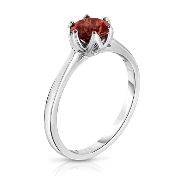 Sterling Silver Gemstone 6-Prong Solitaire Ring (1 Ct)