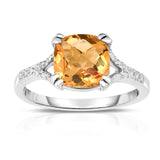 14K White or Yellow Gold Checkerboard Cut Citrine (8 MM) Ring