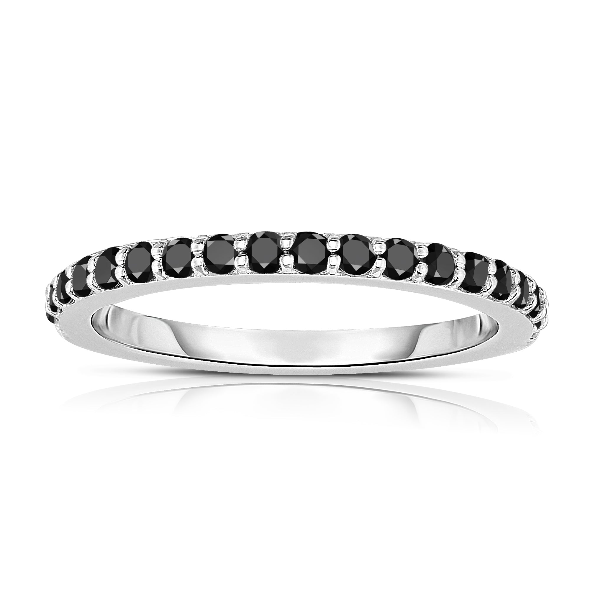 0.40Ct Black Diamond Wedding Band in 14K White Gold