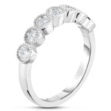 14K Gold 7-Stone Diamond (0.45 Ct, I1-I2 Clarity, G-H Color) Milligrain Ring
