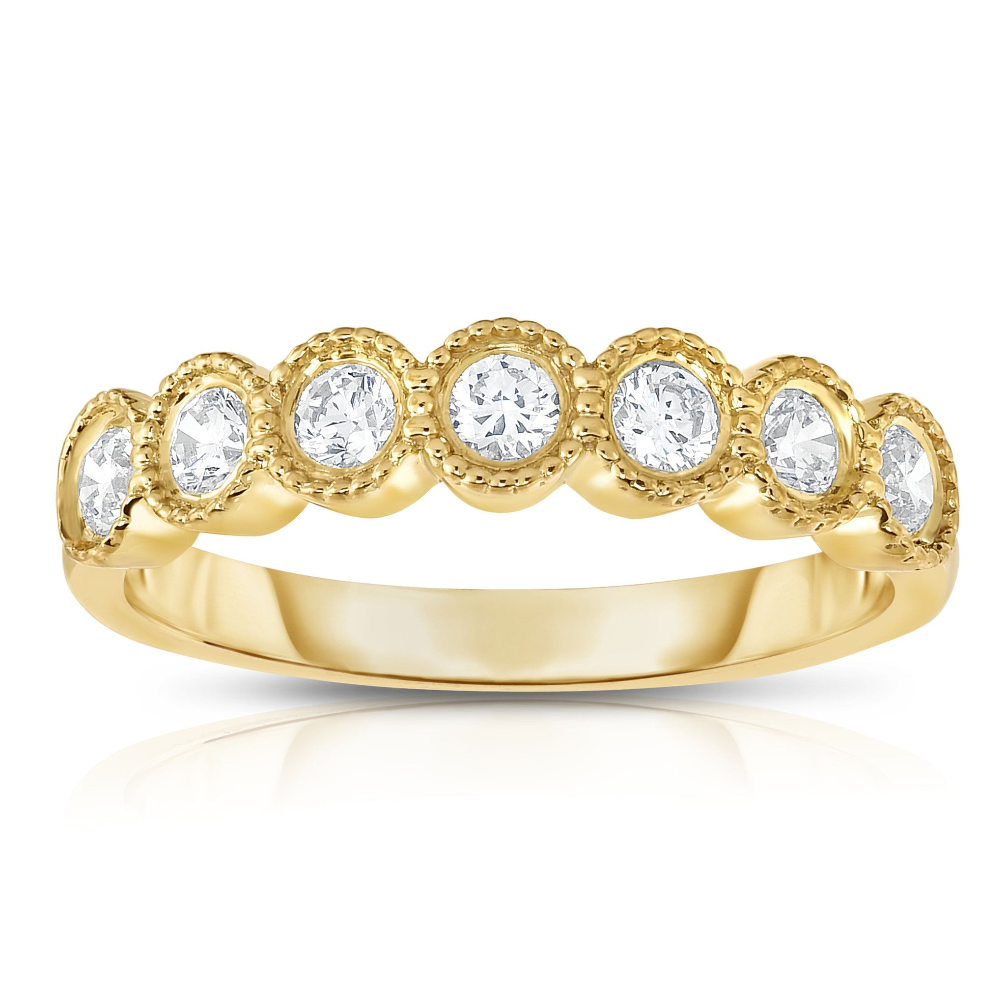 7-Stone 0.45Ct Diamond Milligrain Ring in 14K Gold