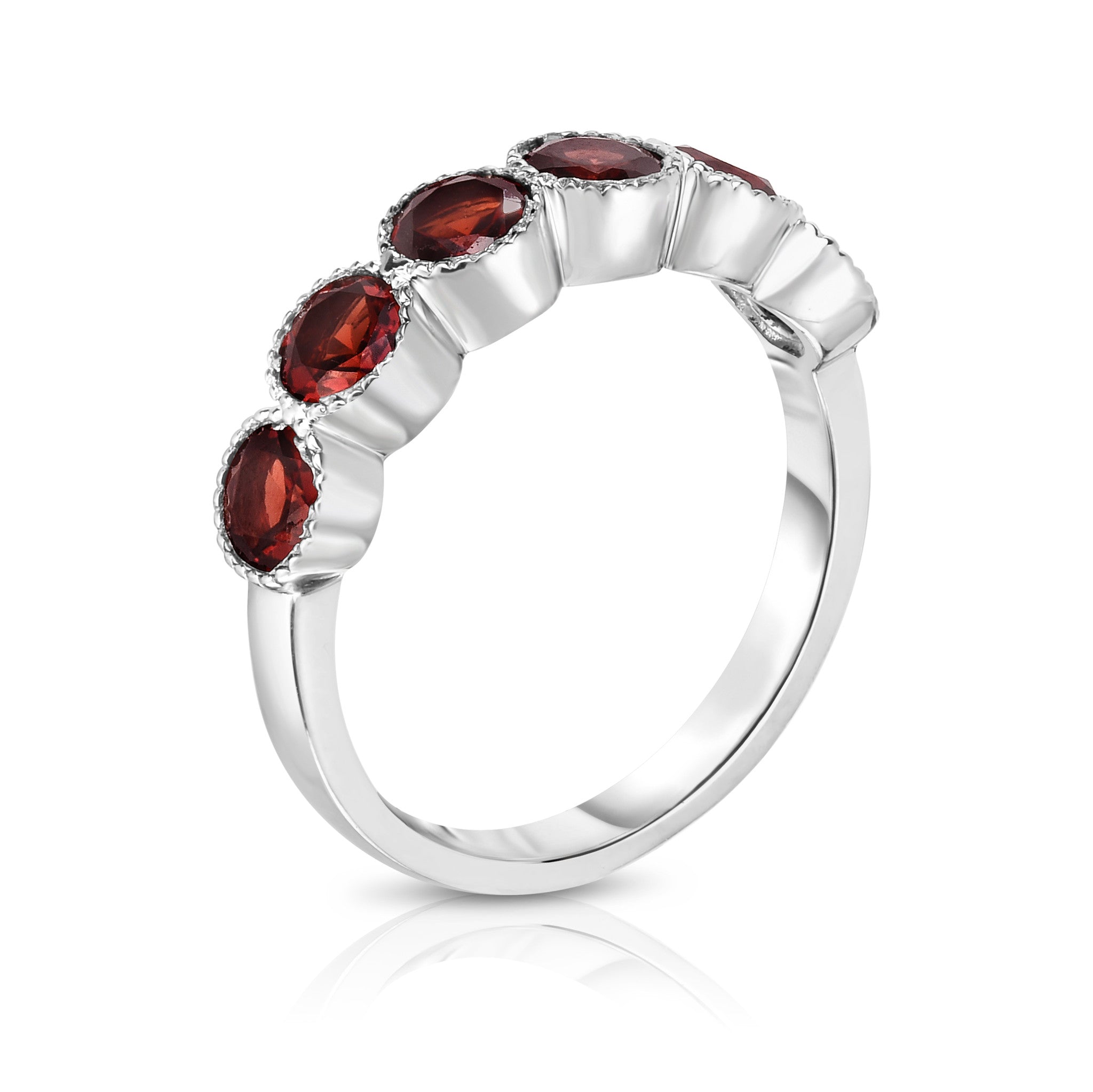 6-Stone Bezel Set 4.5MM Gemstone Ring in 14K White Gold