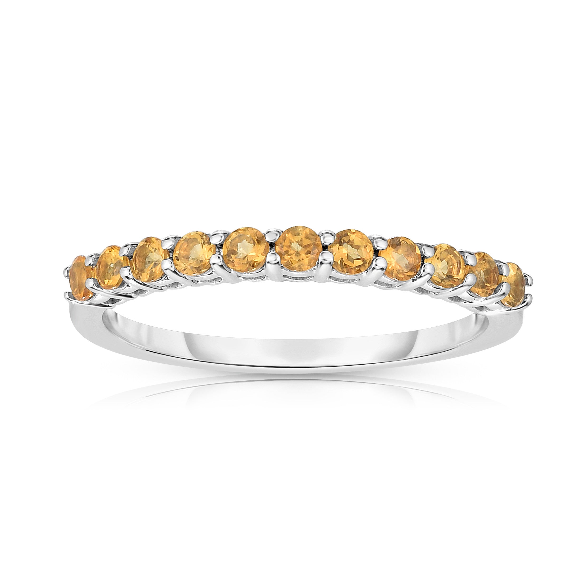 11-Stone 0.33Ct Gemstone Stackable Ring in 14K White Gold