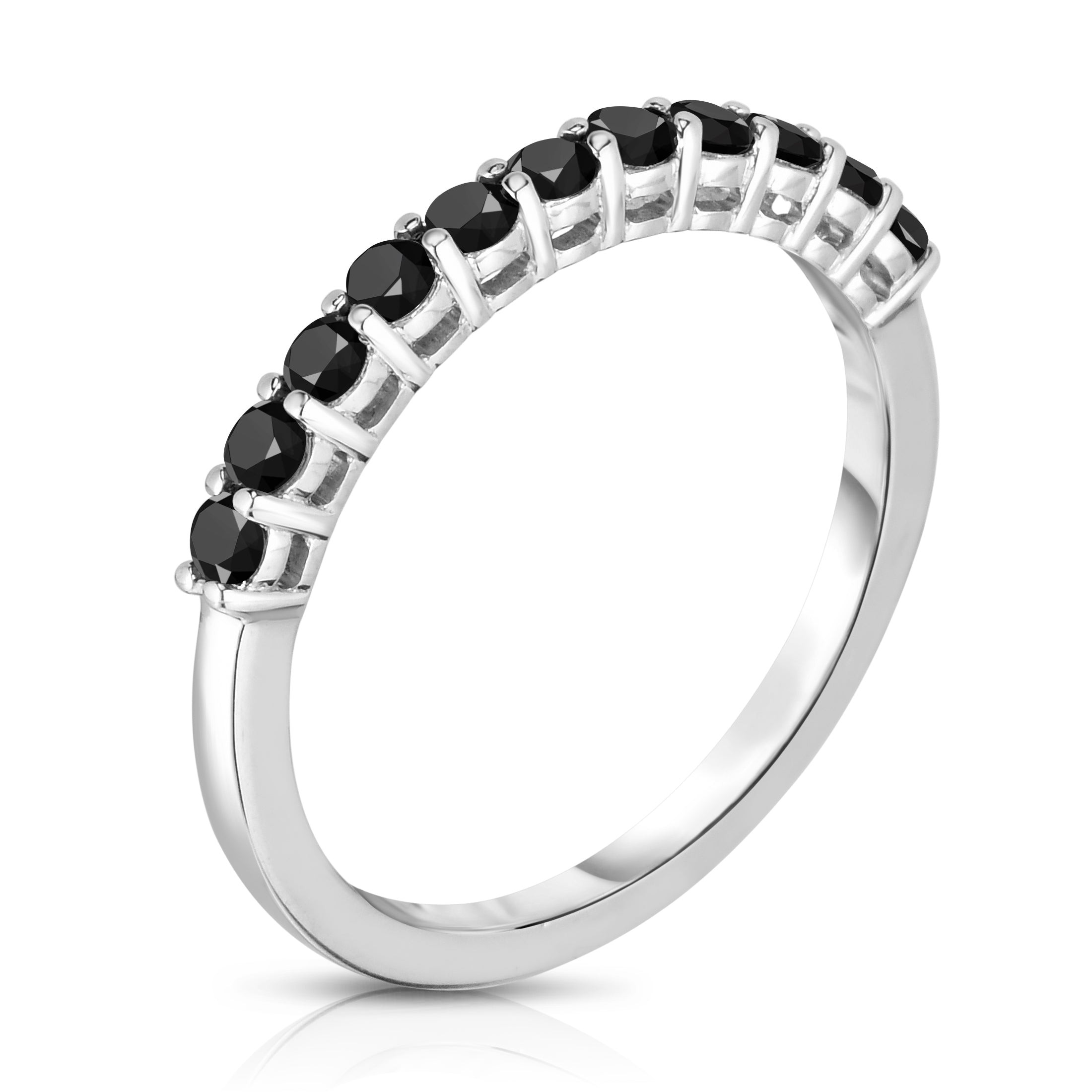 0.35Ct Black Diamond 11-Stone Wedding Band in 14K White Gold