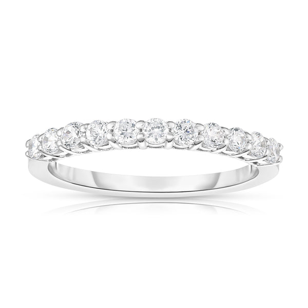 14K White Gold Diamond (0.40 Ct, I1-I2 Clarity, G-H Color) 11-Stone Wedding Band