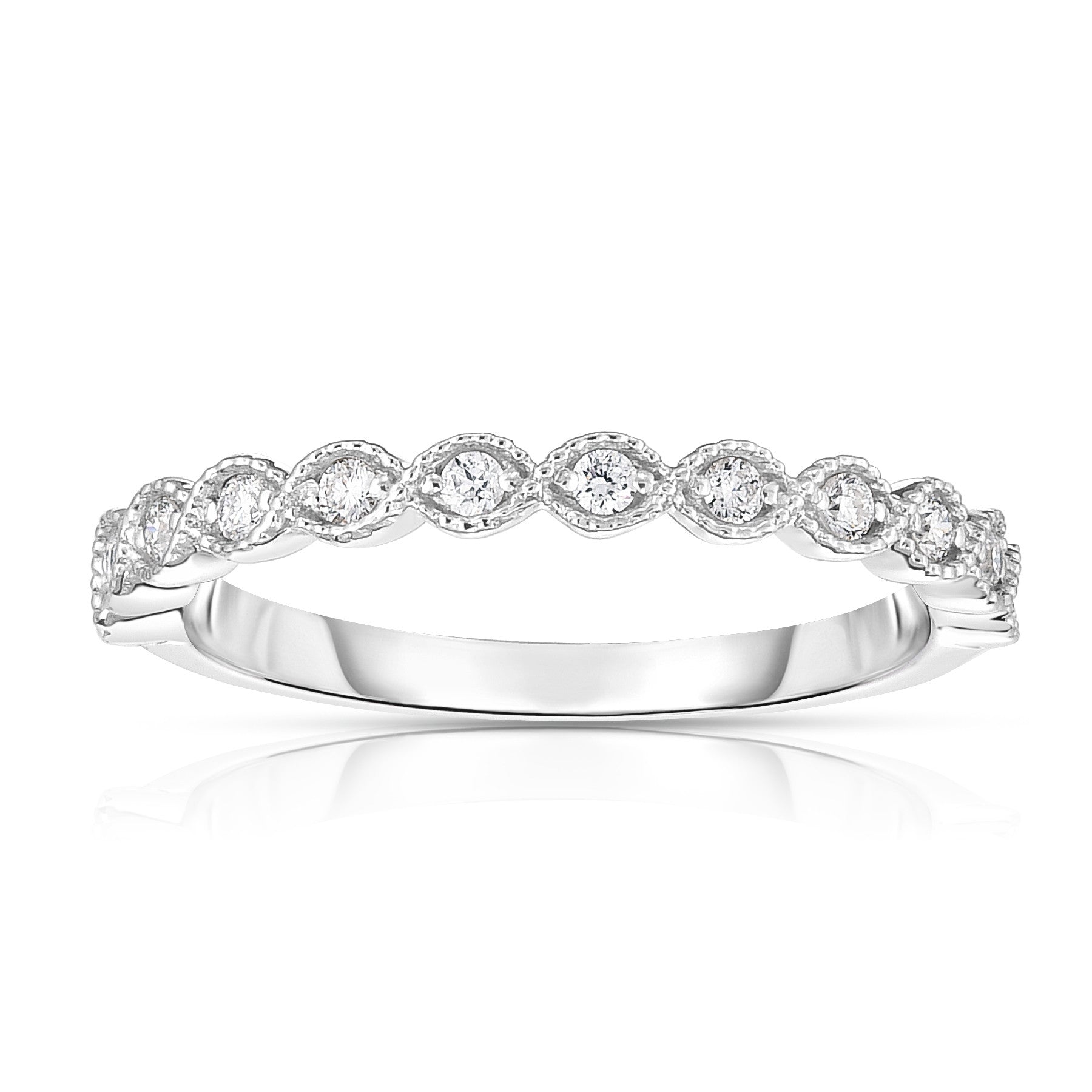 0.18Ct Diamond Stackable Miligrain Ring in 14K Gold