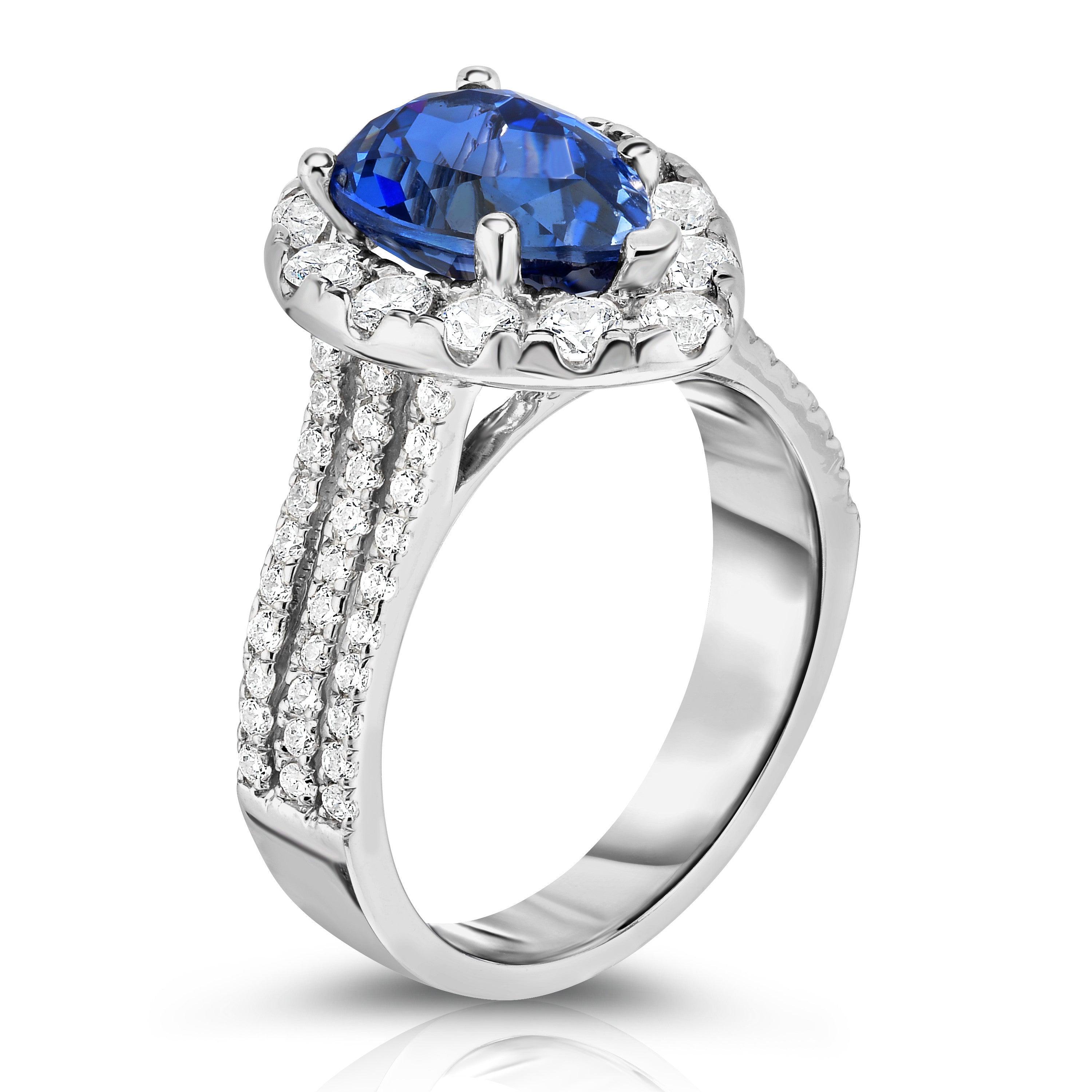 Tanzanite & 1.50Ct Diamond Engagement Ring in 14K White Gold