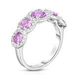 14K White Gold Pink Sapphire & Diamond (0.50 Ct, G-H Color, SI2-I1 Clarity) Ring