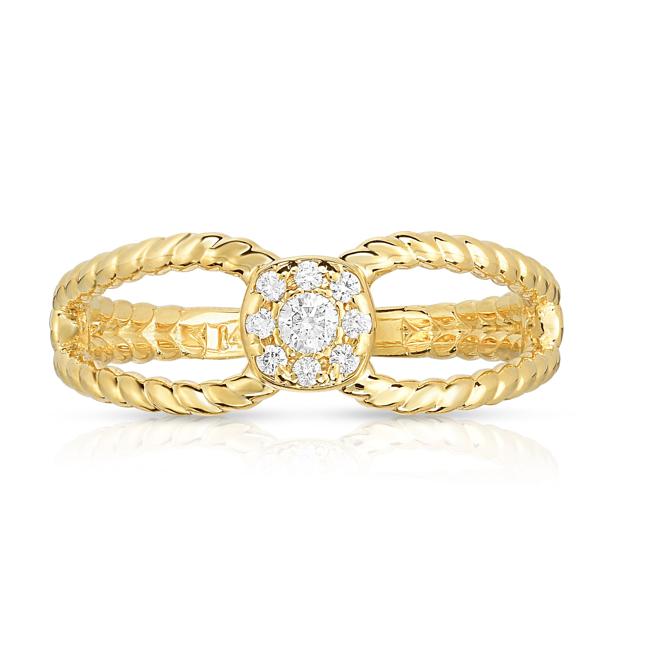 0.11Ct Diamond Twisted Stackable Cluster Ring in 14K Gold