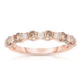 14K Rose Gold Champagne & White Diamond (0.80 Ct, G-H/Brown Color, SI2-I1 Clarity) Ring