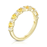 14K Yellow Gold Yellow Sapphire & Diamond (0.17 Ct, G-H Color, SI2-I1 Clarity) Ring