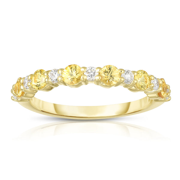 14K Yellow Gold Yellow Sapphire & Diamond (0.17 Ct, G-H Color, SI2-I1 Clarity) Ring