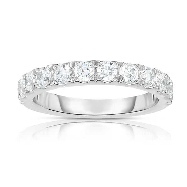 14K White Gold Diamond (1.10 Ct, SI2-I1 Clarity, G-H Color) Wedding Band