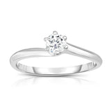 14K White Or Yellow Gold Diamond (0.25 Ct, SI2-I1 Clarity, G-H Color) 6-Prong Solitaire Ring