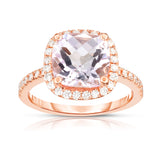 14K White Gold Cushion Gemstone & Diamond (0.35 Ct, G-H Color, SI2-I1 Clarity) Ring
