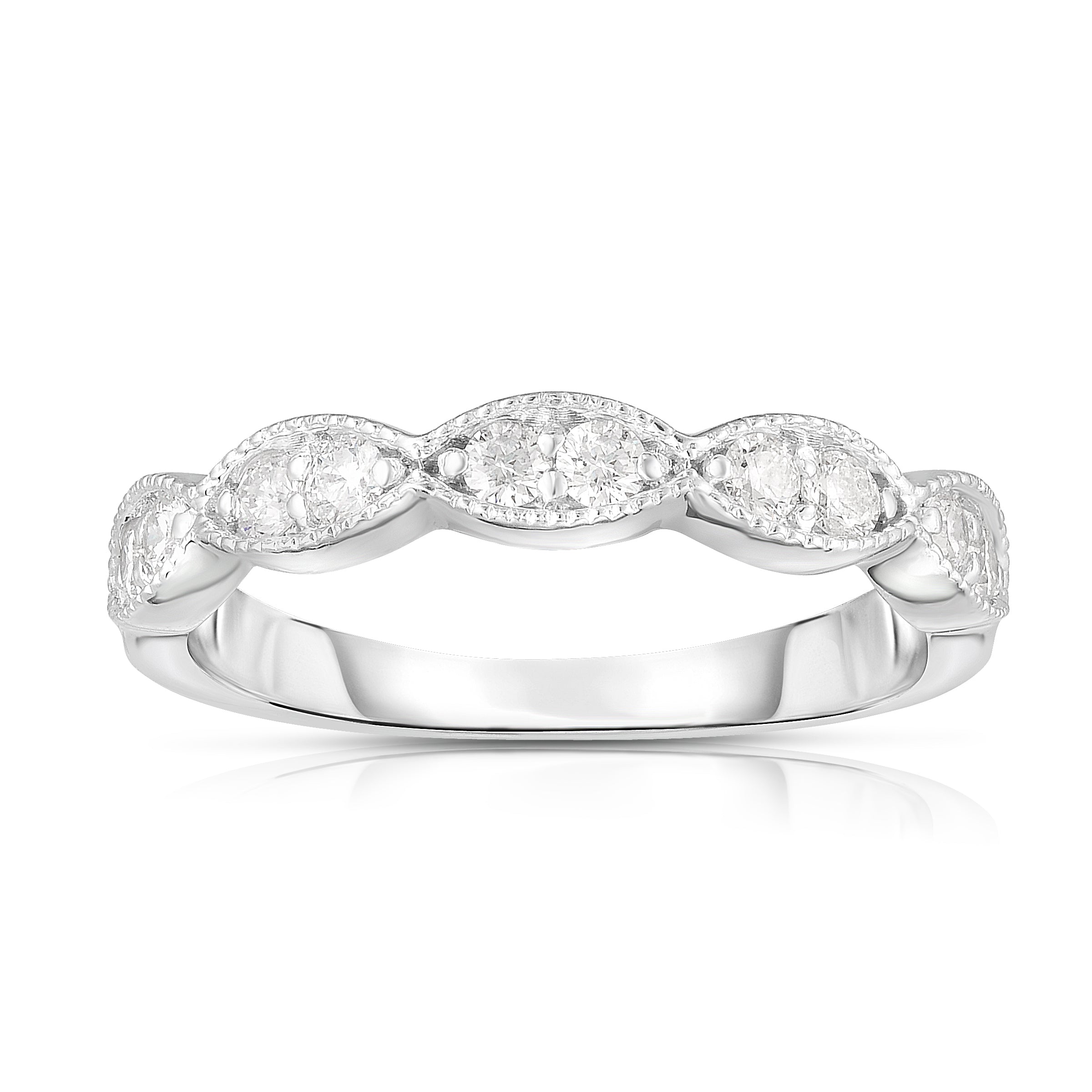 0.33Ct Diamond Milligrain Wedding Band in 14K Gold