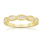 14K Gold Diamond (1/3 Ct, G-H Color, SI2-I1 Clarity) Milligrain Wedding Band