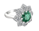 14K White Gold Emerald & Diamond (0.90 Ct, G-H Color, SI2-I1 Clarity) Engagement Ring