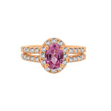 14K Gold Pink Sapphire & Diamond (0.60 Ct, G-H Color, SI2-I1 Clarity) Engagement Ring