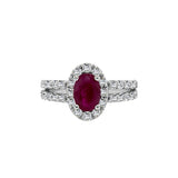 14K White Gold Ruby & Diamond (0.60 Ct, G-H Color, SI2-I1 Clarity) Engagement Ring
