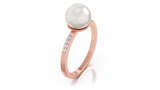 14K Gold 7MM Pearl & Diamond Ring (0.08 Ct, G-H Color, SI2-I1 Clarity)