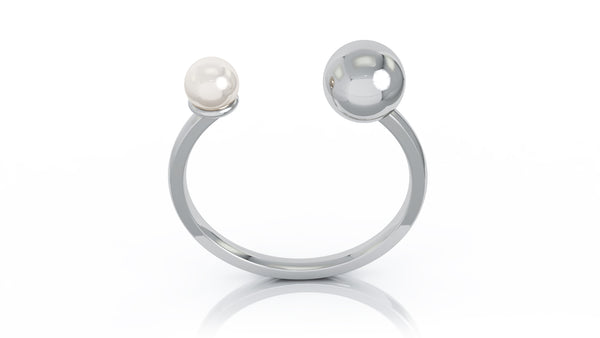 14K Gold 4.5MM Pearl & Gold Ball Ring