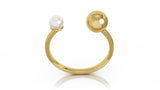 14K Gold 4.5MM Pearl & Gold Ball Ring