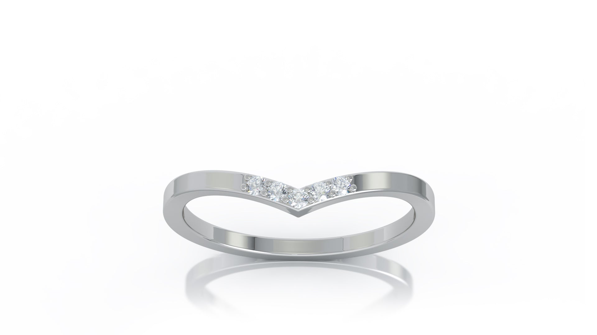 Curved 0.06Ct Diamond Stackable Ring in 14K Gold