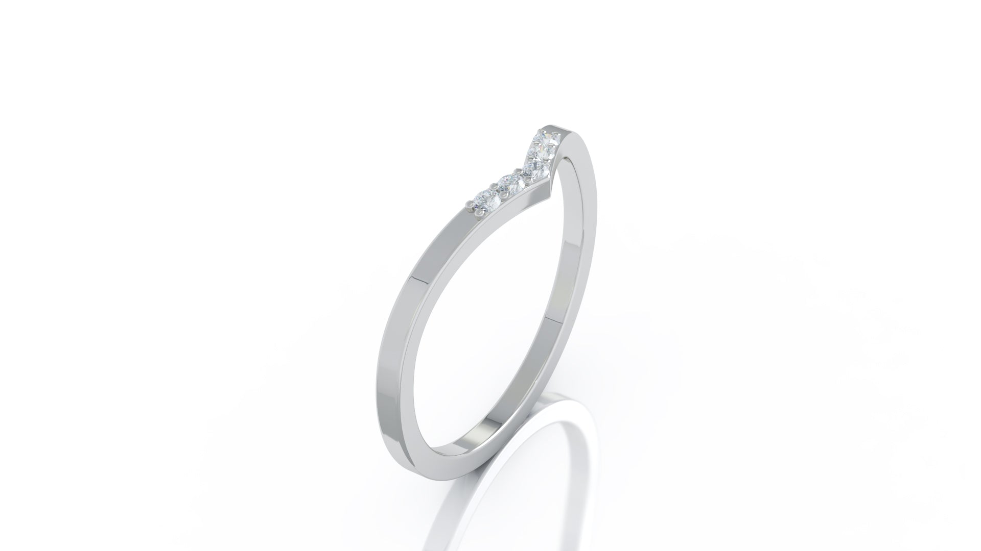 Curved 0.06Ct Diamond Stackable Ring in 14K Gold