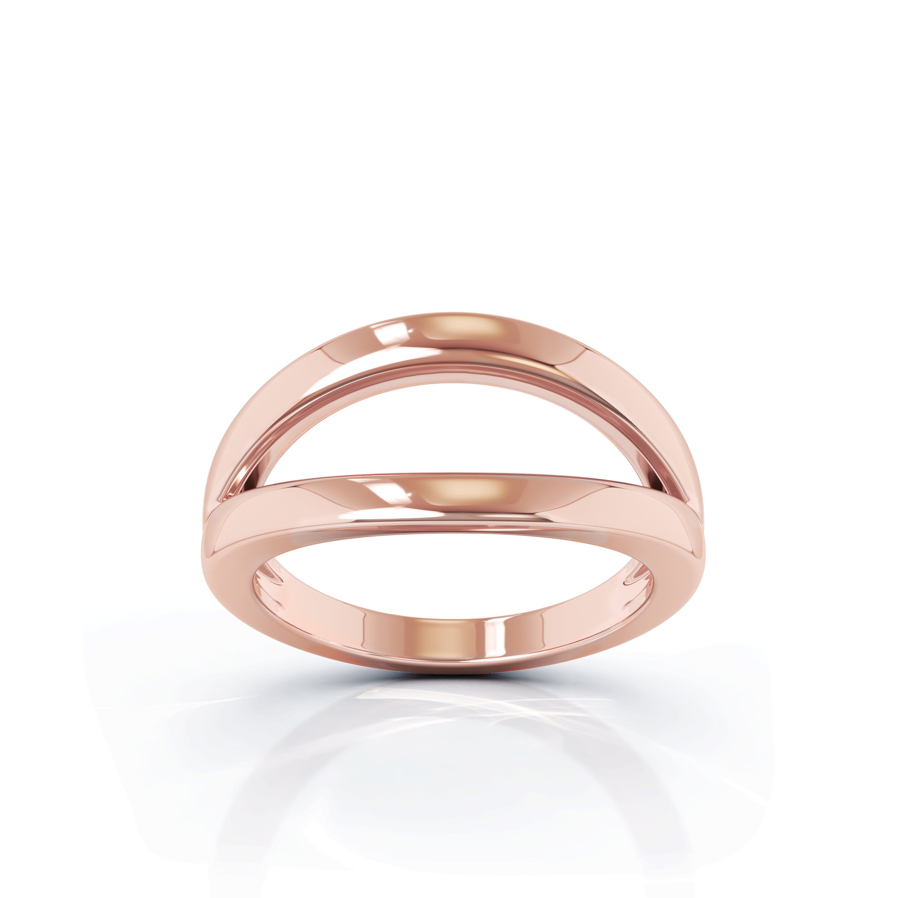 Open Lines Split Ring in 14K Gold