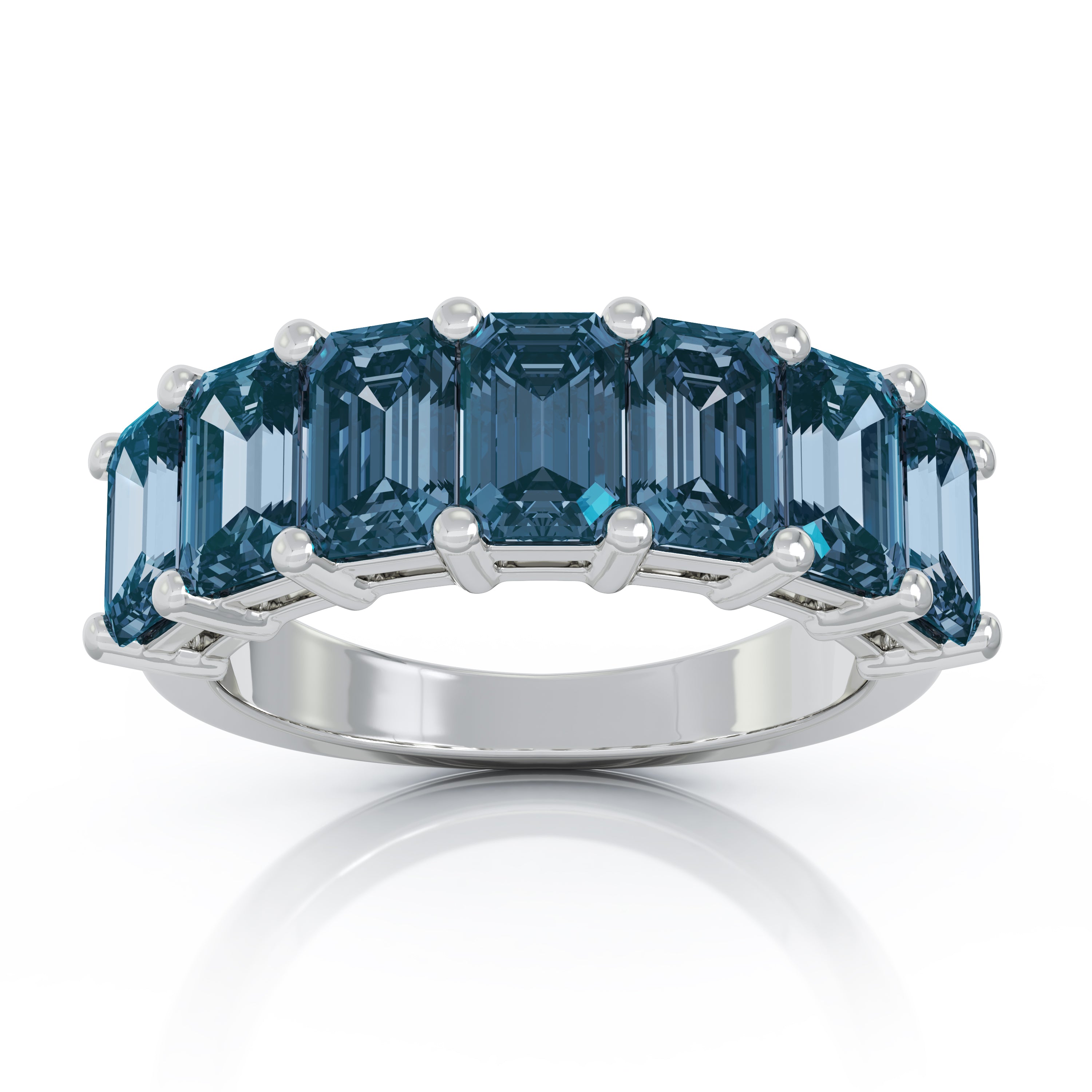 6x4MM Emerald Cut Blue Topaz Gemstone Ring in 14K Gold