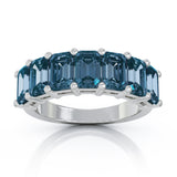 Sterling Silver 6x4MM Emerald Cut Blue Topaz Gemstone Ring