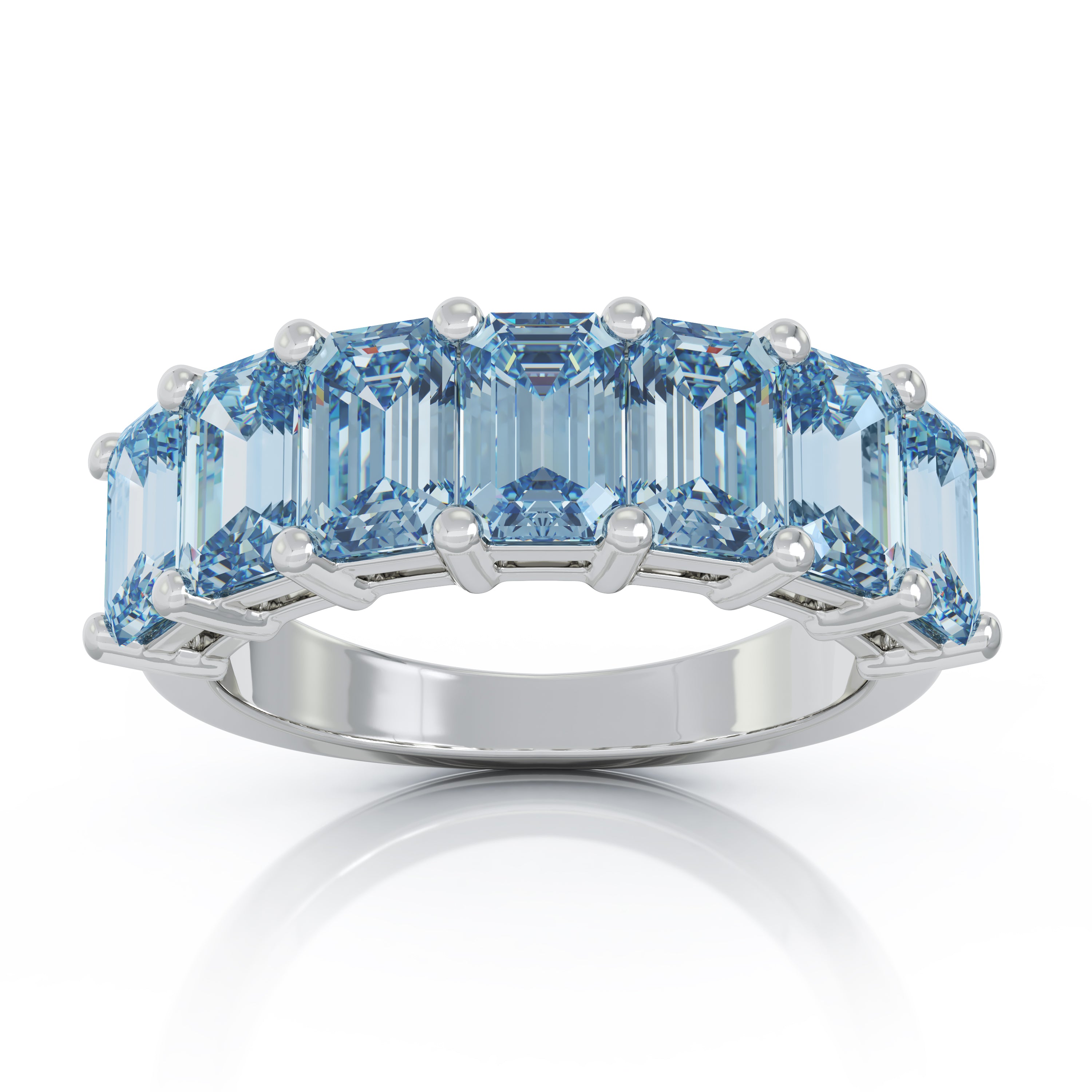 6x4MM Emerald Cut Blue Topaz Gemstone Ring in 14K Gold