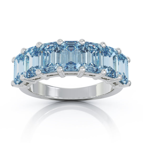 Sterling Silver 6x4MM Emerald Cut Blue Topaz Gemstone Ring