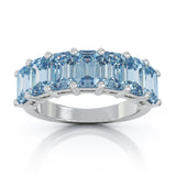14K Gold 6x4MM Emerald Cut Blue Topaz Gemstone Ring