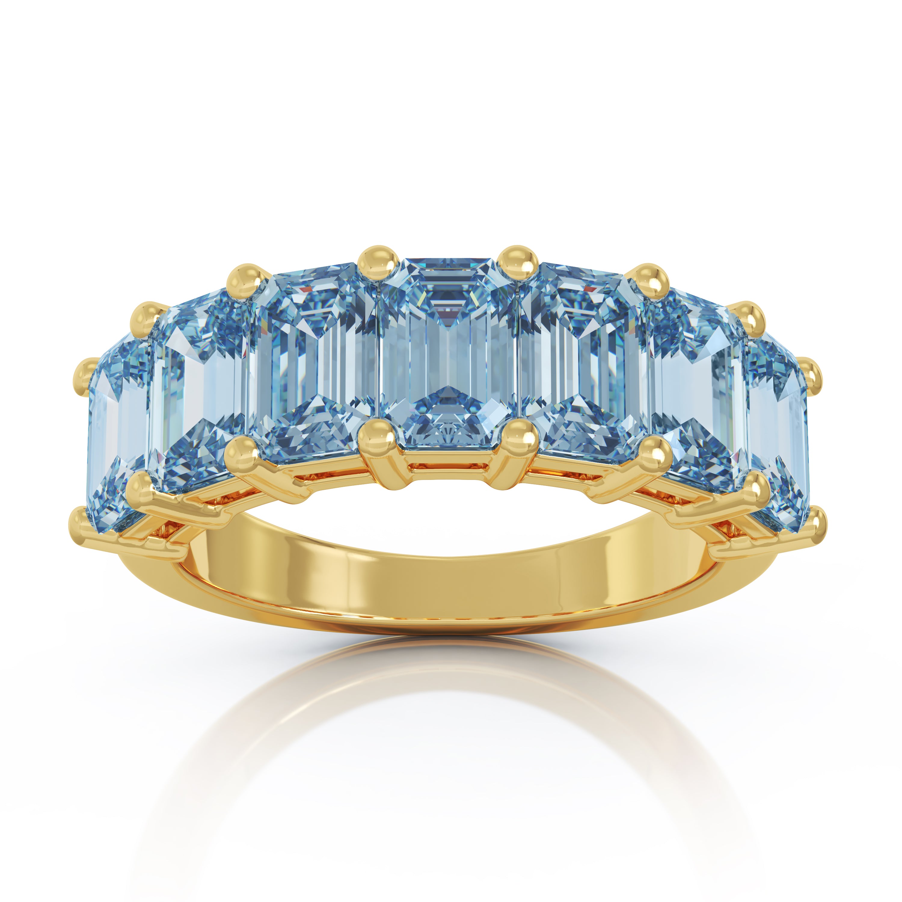 6x4MM Emerald Cut Blue Topaz Gemstone Ring in 14K Gold