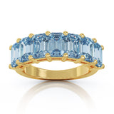 14K Gold 6x4MM Emerald Cut Blue Topaz Gemstone Ring