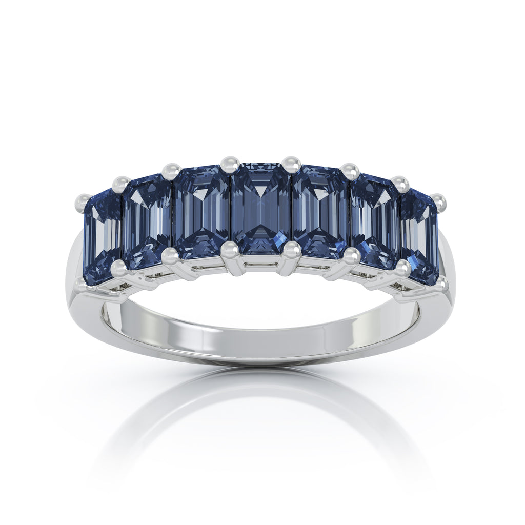 14K Gold 5 x 3MM Emerald Cut Blue Sapphire Ring