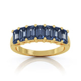 14K Gold 5 x 3MM Emerald Cut Blue Sapphire Ring