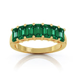 14K Gold 5x3MM Emerald Cut Multi-Sapphire Ring