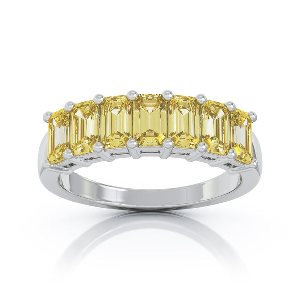14K Gold 5x3MM Emerald Cut Multi-Sapphire Ring