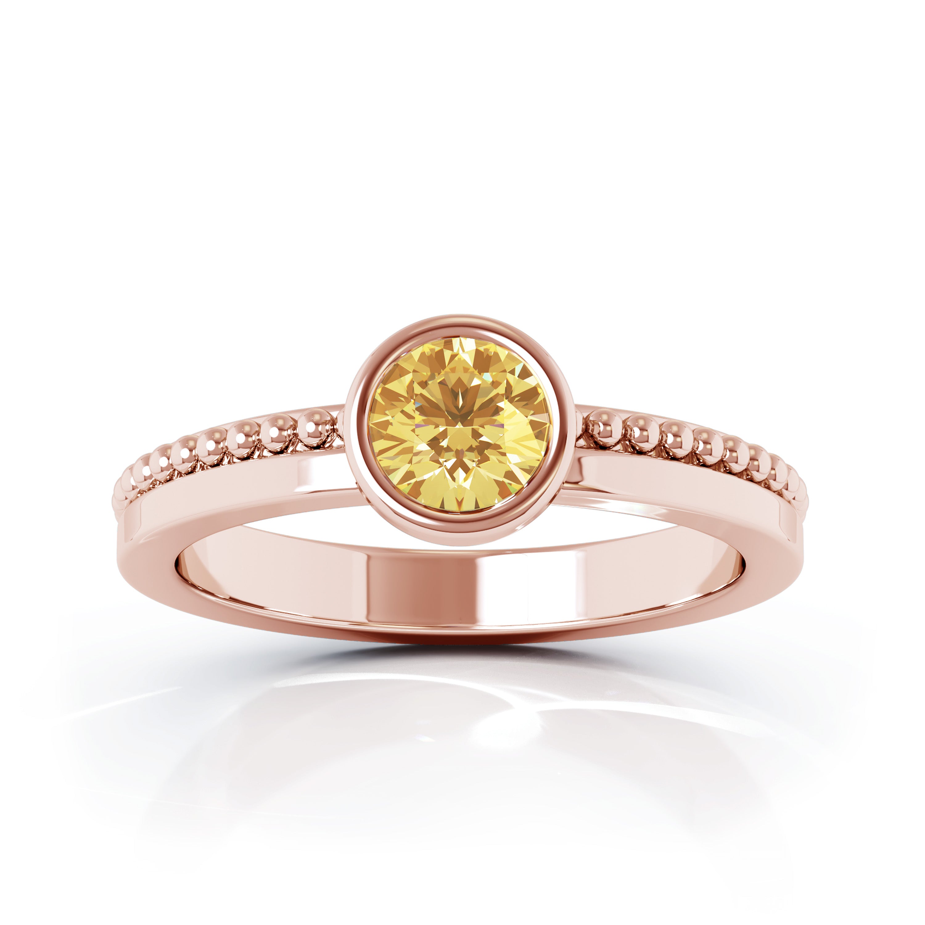 Bezel 5MM Citrine Bead Style Ring in 14K Gold