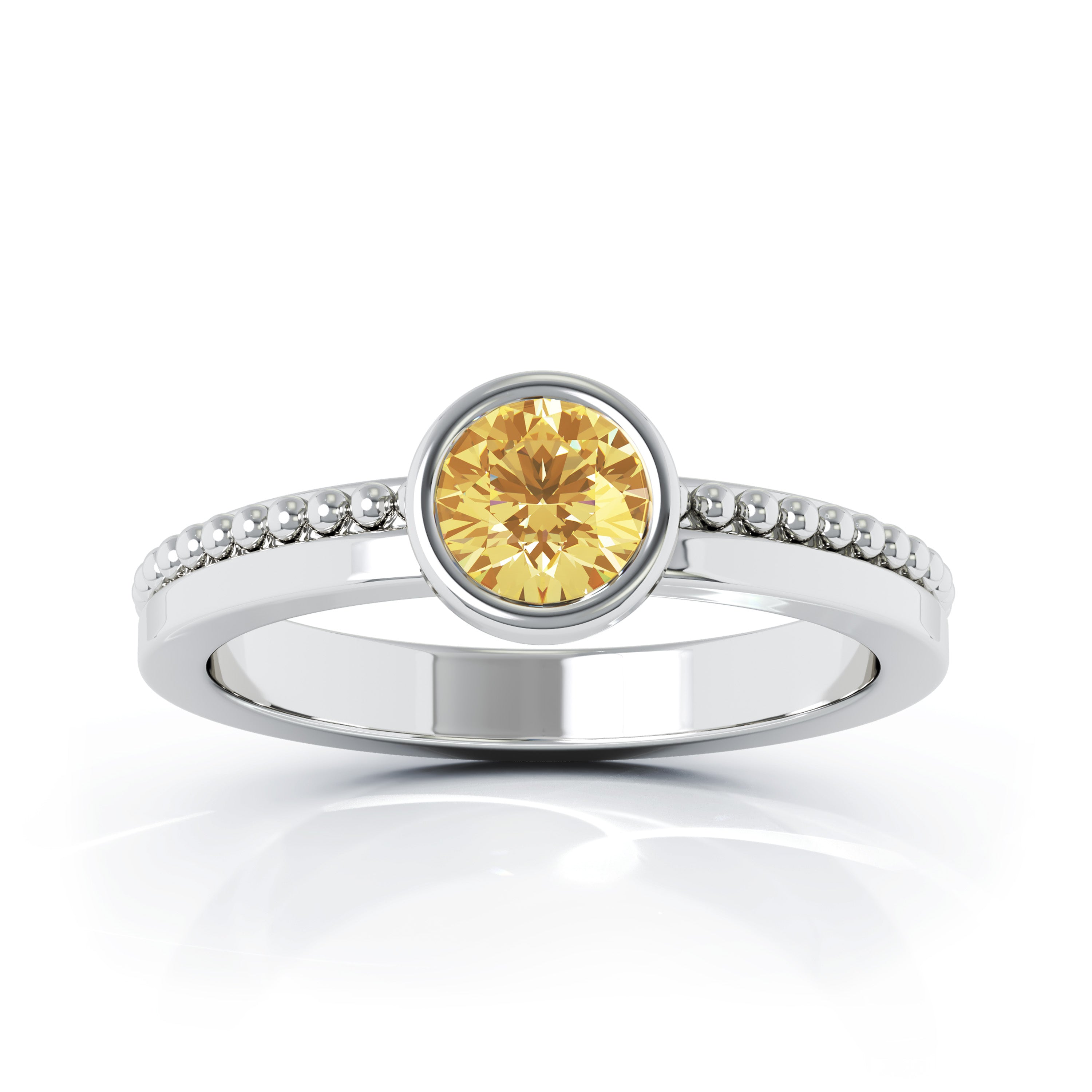 Bezel 5MM Citrine Bead Style Ring in 14K Gold