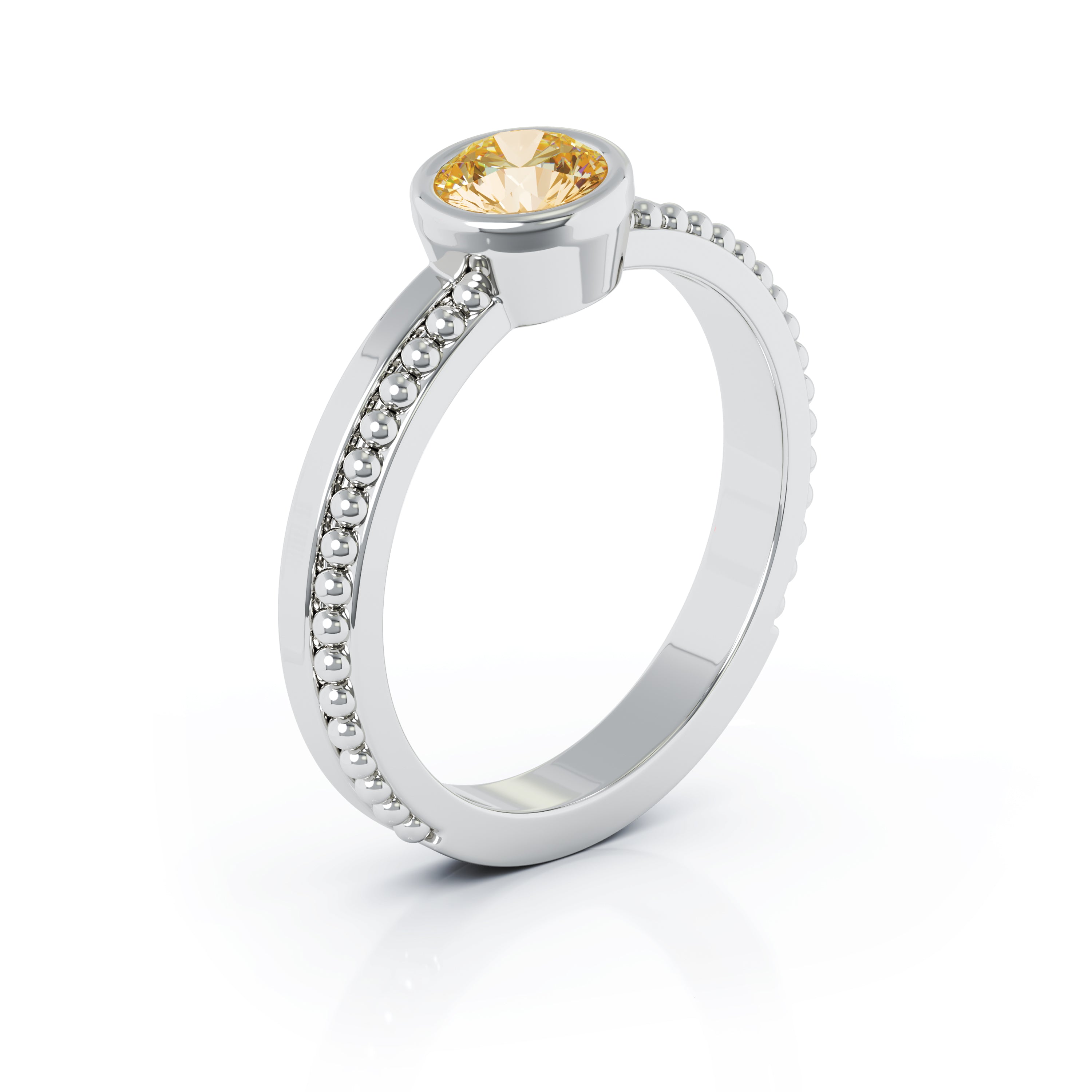 Bezel 5MM Gemstone Bead Ring in 14K Gold