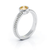 14K Gold Bezel 5MM Citrine Bead Style Ring